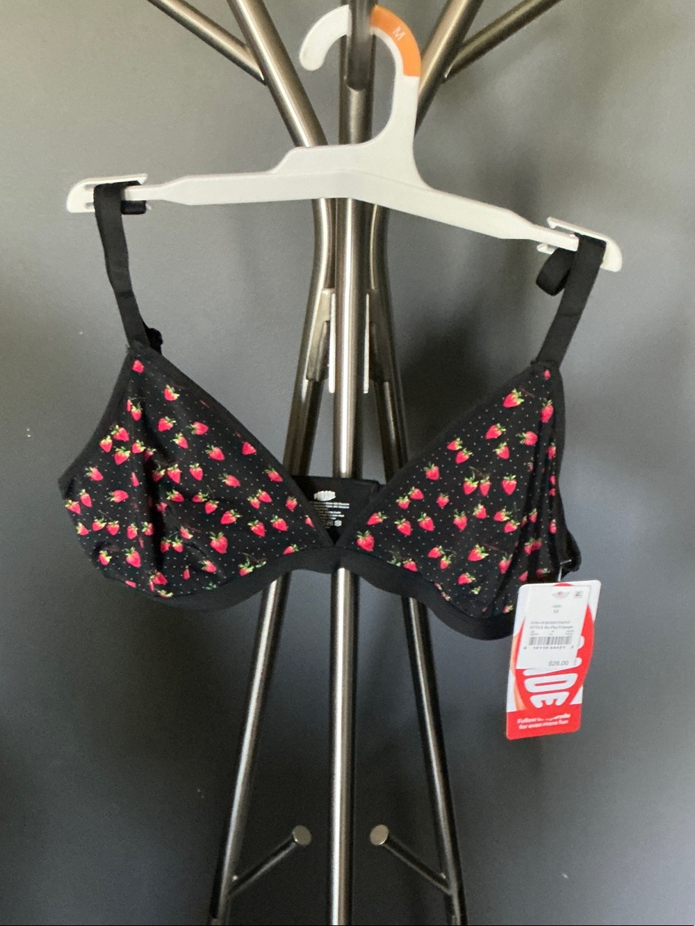 Strawberry Print Black Wireless T-Shirt Bra